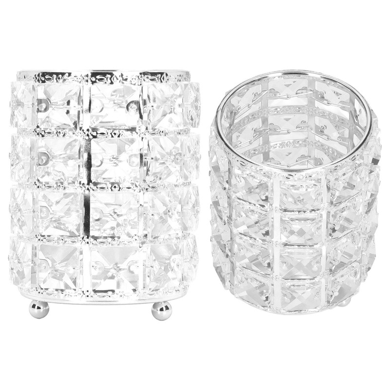 Crystal Makeup Brush Holder European Style Rounded Crystal Glass Cosmetic