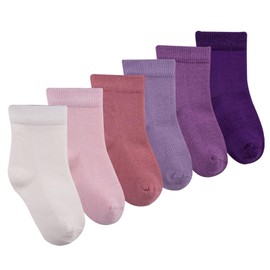 Petit Minou Luna Viscose from Bamboo Crew Socks (6-Pack) for Baby Infants Toddlers Kids Boys Girls (US, Age, 0 Months, 6 Months, Rosy)