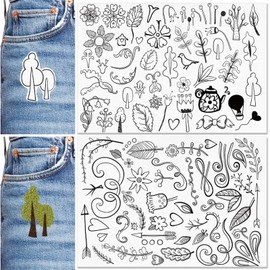 Patemby Embroidery Pattern Water Soluble Embroidery Stabilizers, Stick and Stitch Embroidery Paper with Pre-Printed Boho Pattern Transfers for Hand Sewing Lover Beginners (Boho)