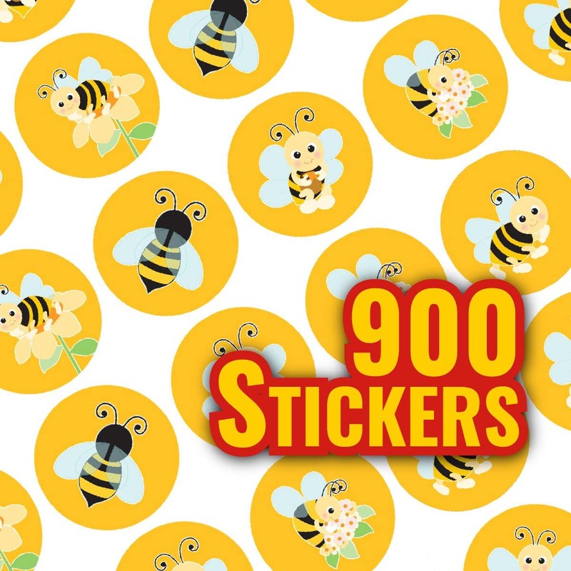 900 Mini Buzzing Bees Dot 10mm Spot Reward Stickers for