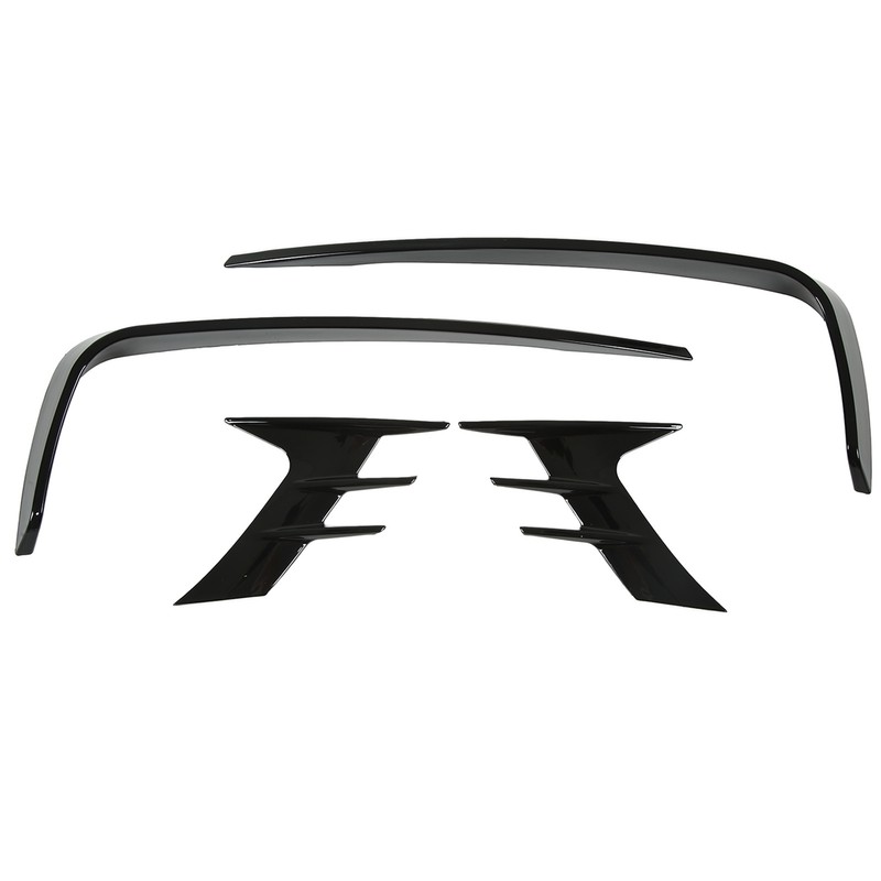 4Pcs Glossy Black Front Bumper Fog Light Eyebrow Cover Trim