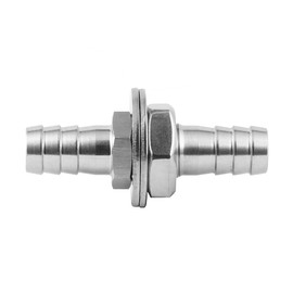 Metaland Stainless Steel 1/4" Hose Barb Bulkhead Fitting Thru-Bulk Straight Adapter for Water Fuel Air