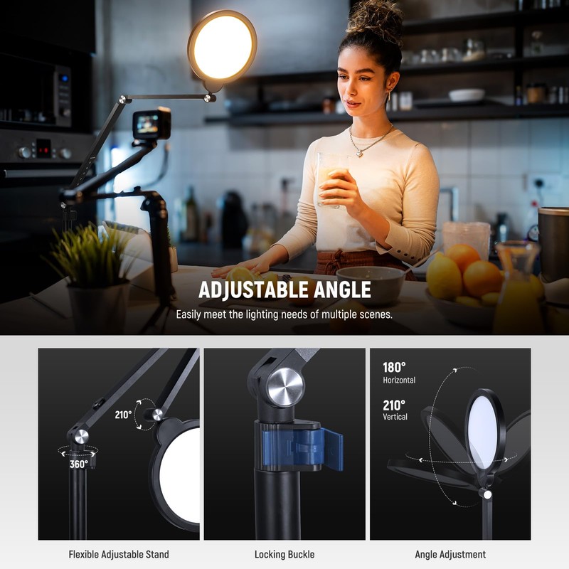 NEEWER BASICS 18W 7" Desktop Ring Light with Stand Folding