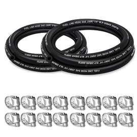 HOUSUN Fuel Line 3/16 1/4 Inch ID, Fuel Hose 10FT 300PSI High-Pressure with 20 Clamps., J30R7 Fuel Line Hose NBR.