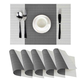 Place mats set of 6,Table Mats Non-slip Heat Resistant Dining Kitchen Table Mats Washable Crossweave Woven Vinyl table mats set of 6 (11.8 in x 17.7 in) (stripe)