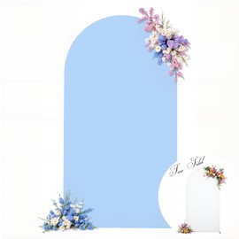 6FT Wedding Arch Backdrop Cover, Stretchy Arch Covers Round Top Chiara Backdrop Cover for Wedding Birthday Party Baby Shower Banquet Arch Decor(White+Blue)