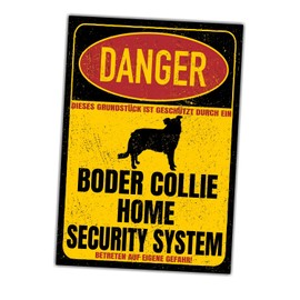 Border Collie Sheepdog Dog Sign Danger Security System Door Sign Dog Sign Warning Sign