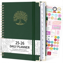 EYROZILL Planner 2025-2026, Weekly and Monthly Planner 2025, Spiral Bound, Inner Pocket, A4 (8.5" x 11"), From July 2025 to June 2026 - Green