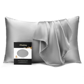 ATreebag 100% Mulberry Silk Pillowcase for Hair and Skin, Double Sided 19 Momme 600 Thread Count Pure Silk Pillow Case with Hidden Zipper and Gift Box (Silver Grey, 1pc Queen - 20"x30")