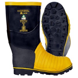 Viking Men's Miner 49er Mining Boot, Steel Toe & Plate Construction, Black/Yellow - 12 M US