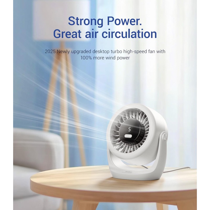 Diveblues USB Desk Turbo Fan, Ultra-Quiet Mini Desk Fan, Powerful