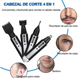 Cortapelos de Nariz, juego de recortador eléctrico personal 4 en 1 para recortar cejas, pelo, barba y pelo de nariz para el hogar, negocios y viajes, unisex, color negro