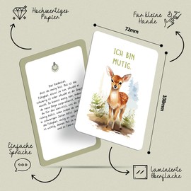 BIROYAL 48 Affirmation Cards Children – Strengthen Self-Confidence Children – Motivational Cards Promotes Mindfulness, Courage, Gratitude and Thought, Feeling Cards for Children (Animal Watercolour)