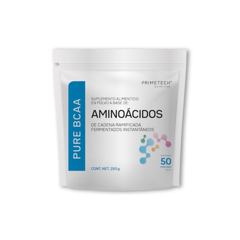 Primetech Nutrition Aminoácidos en Polvo Sin Sabor PURE BCAA 250
