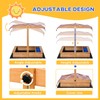 Yellow Wooden Sandbox for Kids, Outdoor Play with Adjustable Umbrella
