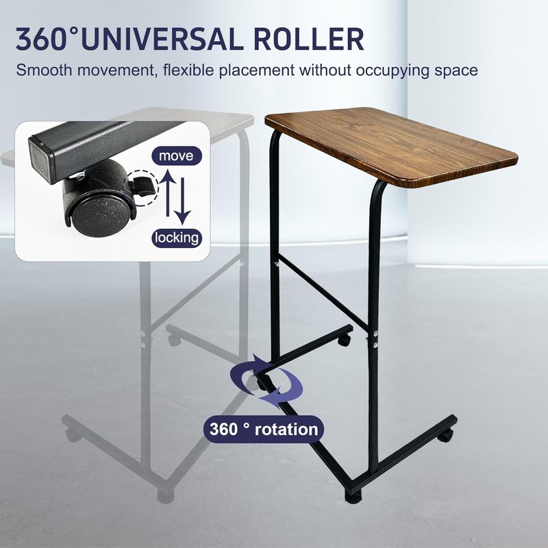 Rainmae C Table with Wheels, Easy to Move, Sturdy C