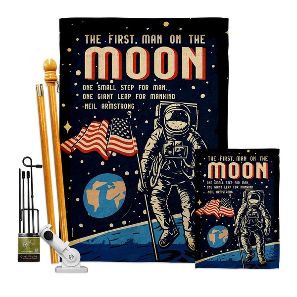 Breeze Decor First Men On Moon Garden House Flag Kit