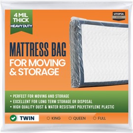 Utopia Home Twin Mattress Bag for Moving, 4 Mil Heavy Duty Plastic Storage Bag, Mattress Cover Fits Mattresses up to 14 Inches