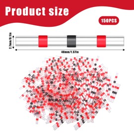 TIESOME 150PCS Red Solder Seal Wire Connectors, AWG 22-18 Heat Shrink Butt Connectors, Waterproof Terminals Solder Sleeve Wire Splice Connector for Automotive Marine Boat Wire Joint
