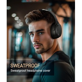 HROEENOI Premium Wireless Bluetooth Over-Ear Headphones with Active Noise Cancelling - Perfect for Gym, Workouts, Study, and School - Built-in Microphone - Sleek Black Design