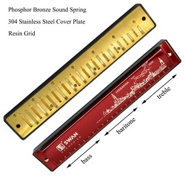 Harmonica Harmonica 24 Hole Key C Diatonic Polyphonic Blues Harmonica Professional Musical Instrument for Children Adults Beginners Gift