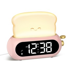 Kids Alarm Digital Alarm Clock Children, Children's Alarm Clock with Night Light, LED Display, 10 Ringtones, 5 Brightness Levels, Timer, Snooze Function, Light Alarm Clock for Beginners to School,