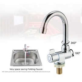 Walmeck Deck/Wall Mounted Rotating RV Faucet High-end Kitchen Faucet for Camper Recreational Vehicle Motorhome Travel Trailer