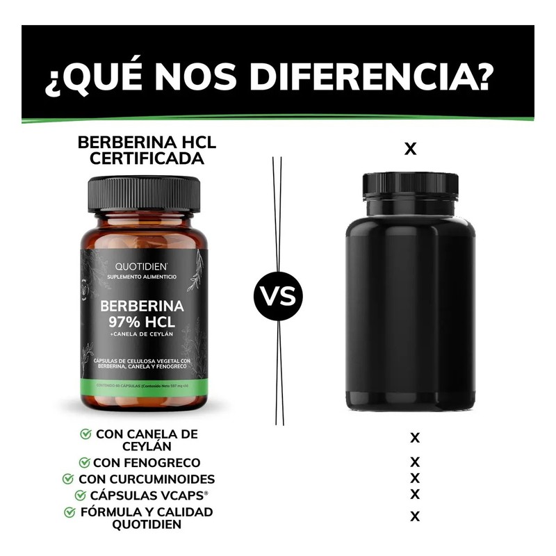 Berberina HCL y Canela de Ceylán Quotidien con Cúrcuma, 60