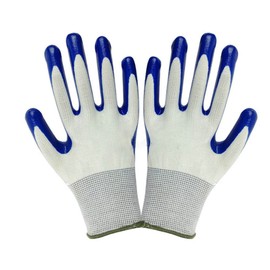 Non-Slip Work Gloves, Lightweight Abrasion Resistant Protective Gloves with Nitrile Palm Coating for DIY, Construction Site, Gardening, Pack of 3 (Dark Blue & White)
