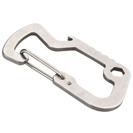 Jopto Multipurpose Tool Carabiners D-type Buckle Clip Ring Cap Lifter Bottle Opener 1/4" Hex Hole EDC Multi-function Locking Keychain Stainless Steel Carabiner Spring Hook for Outdoor Tool Hiking