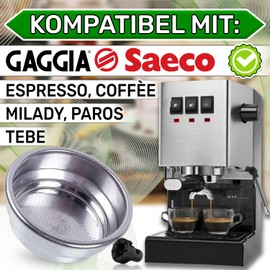 Coffee Filter Stainless Steel 2 Cups for Gaggia with Size Diameter 68 mm Height 27 mm Coffee Strainer with Pen Frothing Cream is Suitable as Portafilter Accessory ONIX TECH