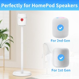 Yibracki Heavy Duty Speaker Stand for Homepod 1 and Homepod 2 Stand with Dust-Proof Cover for Homepod Stand Easy to Install Floor Speaker Stands for HomePod 1st and 2nd Generation Speakers, White