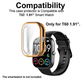smaate Watch Cases compatible with uaue T60 1.91” Smart Watch, TPU Case with Screen Protector, Protecting Watch Body & Screen (Rose golden)