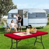 Veblandy Rectangle Table Cloth, Waterproof Polyester Elastic Fitted Tablecloth, Washable