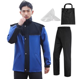 Sanwa Rain Wear, Men's Rain Suit, Top and Bottom Set, Water Resistance: 39.4 ft (10,000 mm), H2O, (Transparent Brim, Removable Hood, Double Layer Water Stop, Mesh Lining) Raincoat, Kappa, Golf,