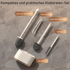 Basaza 4 in 1 White Silicone Toilet Brush Toilet Cleaner Brush Toilet Bowl Brush and Holder Set for Bathroom White Bathroom Accessories Floor Standing or Wall Mounted Toilet Scrubber Brush