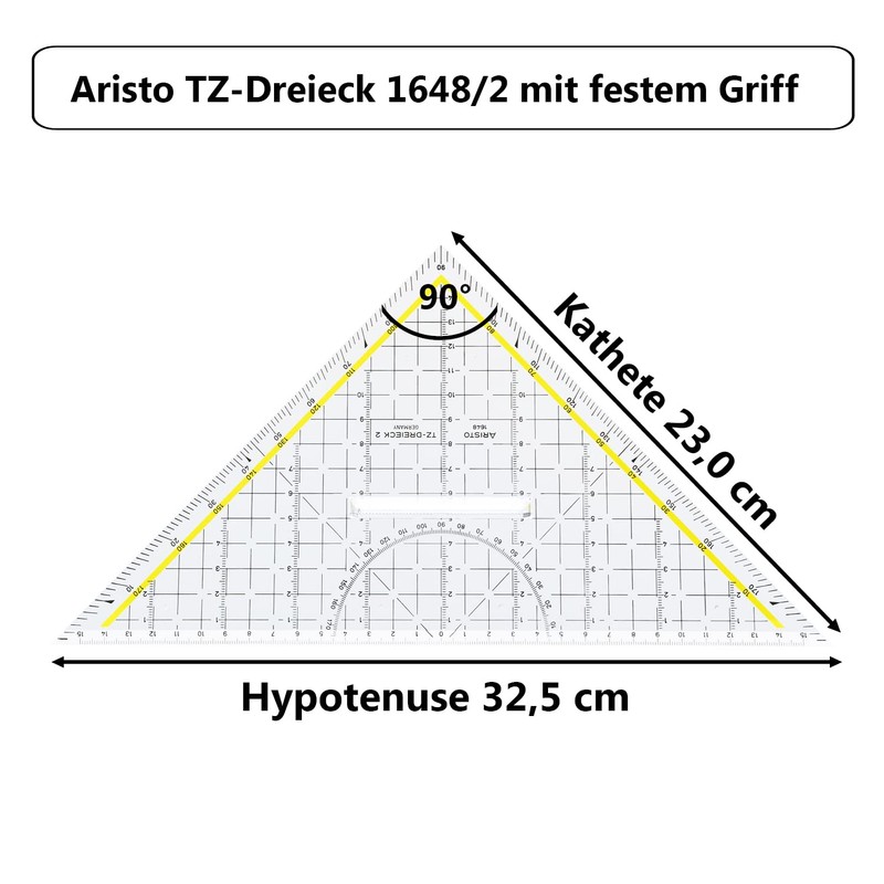 Aristo TZ-Dreieck ARISTO m.Griff Hyp.32,5cm PLEXIGLAS GLASKLAR, 1648/2