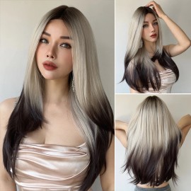 Smilco Futura 100% 613 HD Lace Frontal Wig Mechanism Straight Hair Density 150% Lace Front Wig Loose Wave Wig 	SM9217color: deep brown gradient color, Stretched Length: 24"