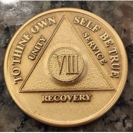 8 Year AA Medallion Alcoholics Anonymous Sobriety Chip Coin VII Seven Bronze