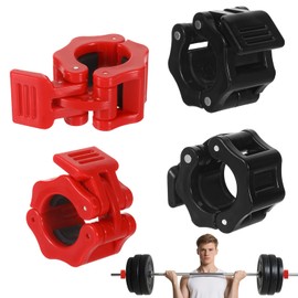 GooDengFull Pack of 4 Dumbbell Clasps, 30 mm Clasp, Quick Release, Dumbbell Clip, Barbell Clamps, Sturdy Dumbbell Clamps, One-Hand Assembly, Quick Change of Weight Plates (Red and Black)