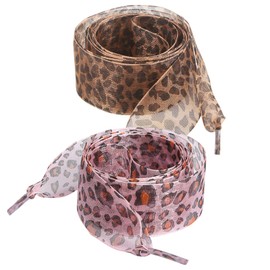 arrderly 2 Pairs Leopard Shoelaces, Silk Satin Ribbon Shoelaces, Soft Flat Shoelaces, Replacement Laces, Fashionable Laces, Wide for Sports Shoes, Casual Shoes, Leopard pattern, One Size