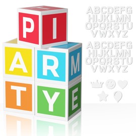 Rainbow Party Decorations - 5 PC ABC Friend Street Letter Boxes for Party - 52 PC Letters (2-Sets of A-Z) for Custom NAME, 5 PC Fun Cutouts - Colorful Birthday Decorations Rainbow Block Letters