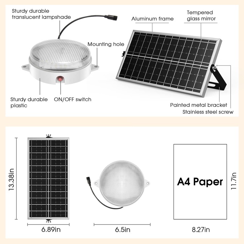 UPONUN Solar Ceiling Lights 2 Pack, Daytime Available 3200K/4000K/6000K Dimmable