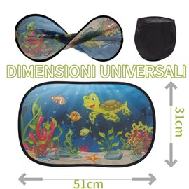 Voarge Sun Visors for Children, Ideal with Certified UV Protection, Car Accessories, UV Protection, Turtle Design, Pack of 2, 51 x 31 cm