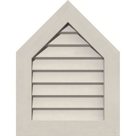 Ekena Millwork GVWPE24X3202SDPPI-09 Peaked Top Gable Vent Decorative Face, 24" Wx32 H (29" Wx37 1/8" H Frame Size) 9/12 Pitch, Primed Non-Functional Smooth Pine