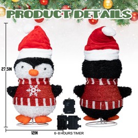 MUMTOP Penguin Christmas Decorations, Indoor Outdoor Christmas Decorations, 28 Inch Pop Up Lighted Penguin,Collapsible Christmas Decorations Outdoor Yard Holiday Decor