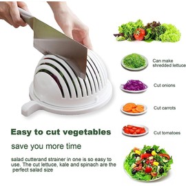 Quick Snap-On Salad Maker Chopper Salad Slicer Cutter Bowl Swiftly Dice Fruits & Vegetables, BPA-Free Healthy Meals and Salads in Minutes Multifunctional