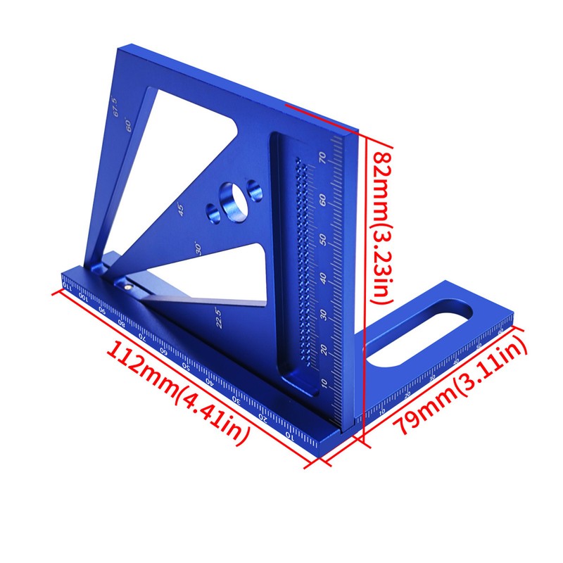 Upgrade Woodworking Measuring Ruler Metric/Inch 3D Multi-Angle Aluminum Alloy 22.5/30/45/60/67.5/90