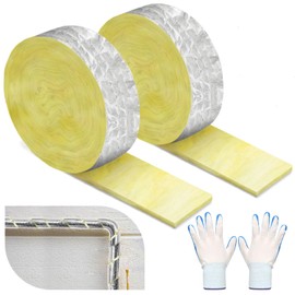 2 Roll Pipe Insulation Tape, Winspeed 3"W x 1"D x 32.8"L Thicker Ductwork Insulation Wrap Outdoor PVC Pipe Insulation Wrap for Winter Freeze Protection Tape AC Copper Pipe Insulation Wrap with Gloves