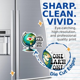 (2 Pack) One Earth One Love Magnets - Earth Day Earth Lover Eco Conscious Magnet - 5" On Longest Side - Premium Magnet - for Cars, Refrigerators, Toolboxes, Lockers - Made in USA - MAG0478
